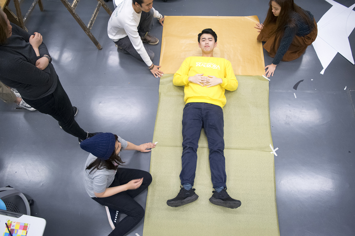 Stop-motion scene filmed with green screen