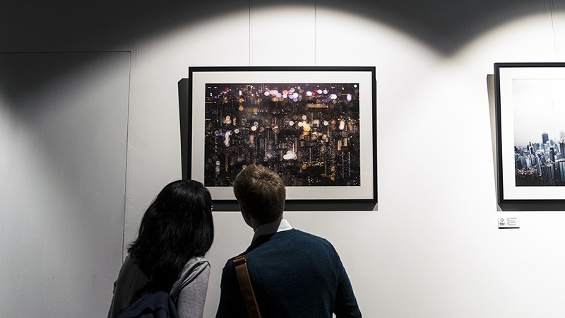 Hong Kong Perspectives exhibition — guests viewing artworks